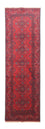 Løber Afghansk tæppe - Kunduz - 299 x 86 cm - mørkerød