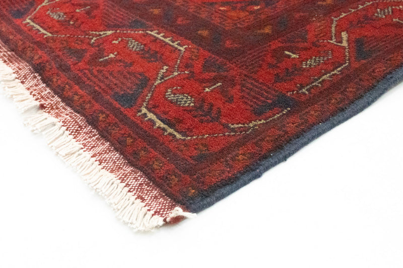 Løber Afghansk tæppe - Kunduz - 299 x 86 cm - mørkerød