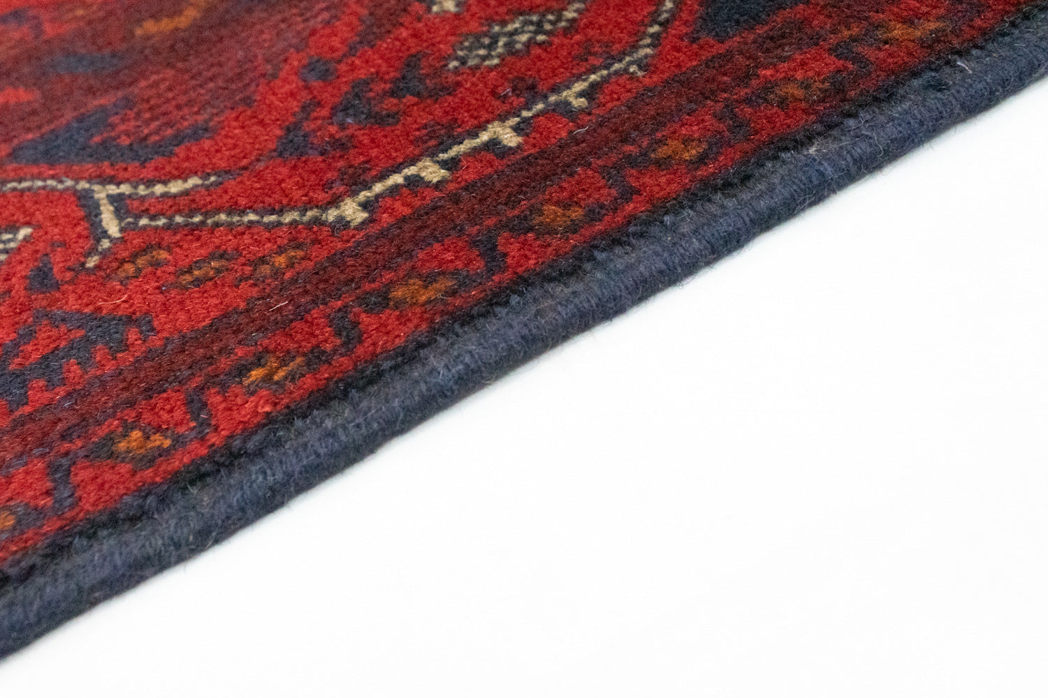 Løber Afghansk tæppe - Kunduz - 299 x 86 cm - mørkerød
