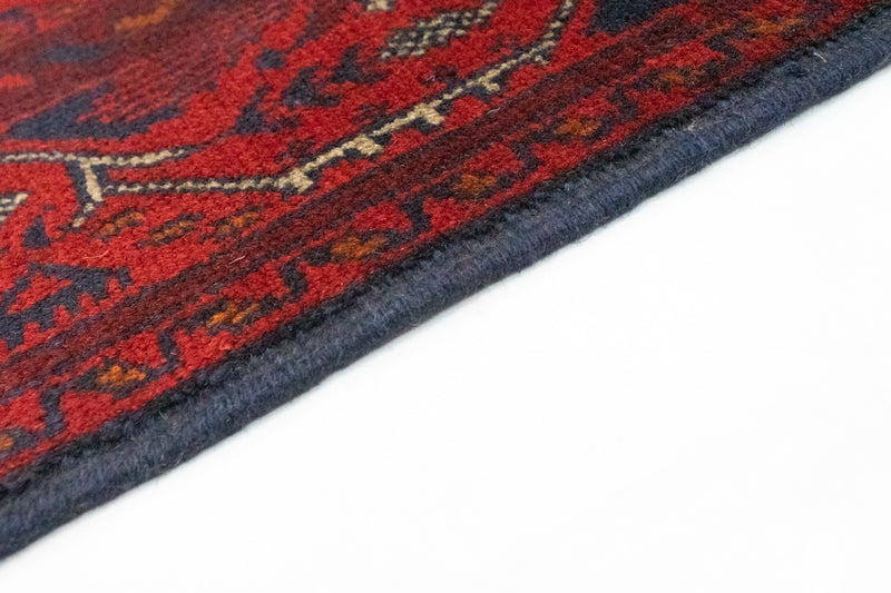 Løber Afghansk tæppe - Kunduz - 299 x 86 cm - mørkerød