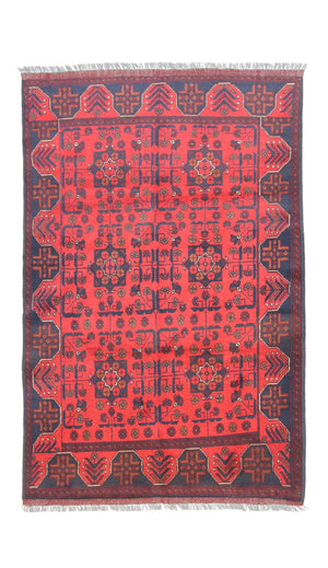 Afghansk tæppe - Kunduz - 191 x 121 cm - mørkeblå