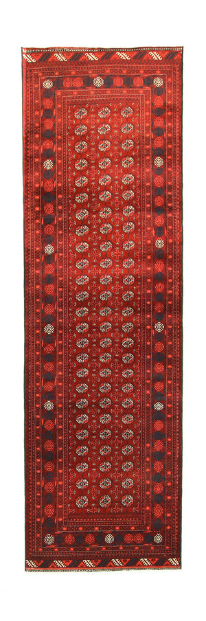 Løber Afghansk tæppe - Bukhara - 294 x 84 cm - mørkerød