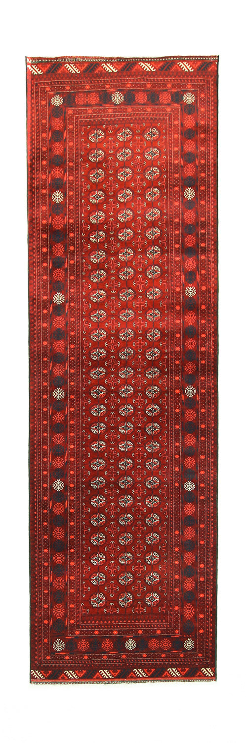 Løber Afghansk tæppe - Bukhara - 294 x 84 cm - mørkerød