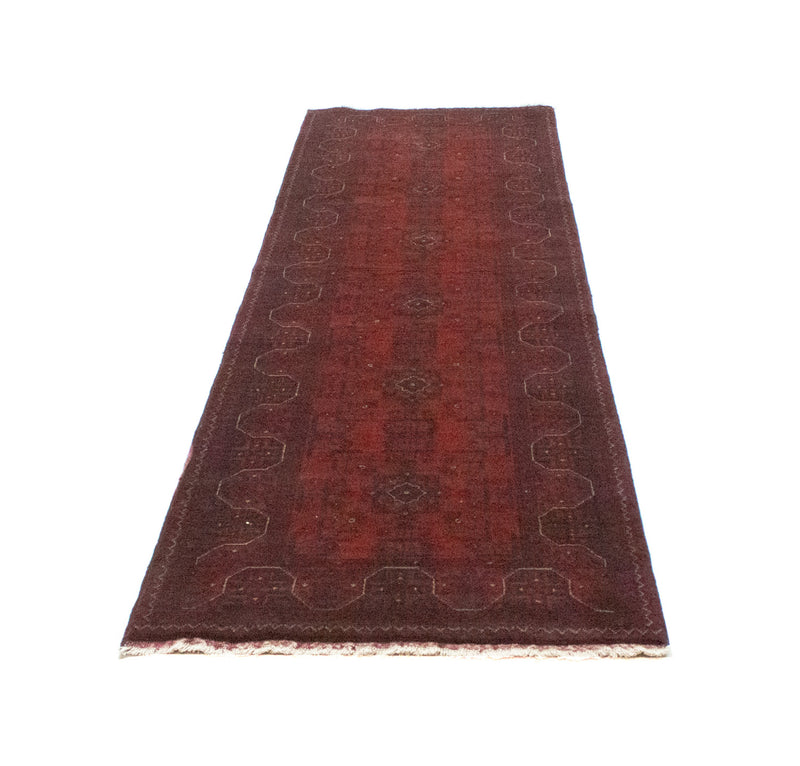 Løber Afghansk tæppe - Kunduz - 287 x 83 cm - mørkerød