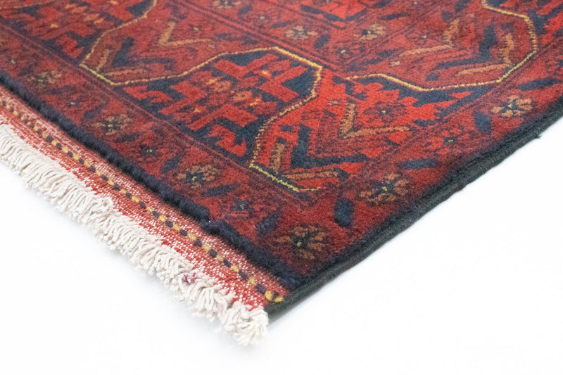 Løber Afghansk tæppe - Kunduz - 290 x 80 cm - mørkerød