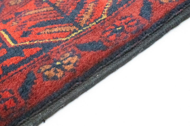 Løber Afghansk tæppe - Kunduz - 290 x 80 cm - mørkerød