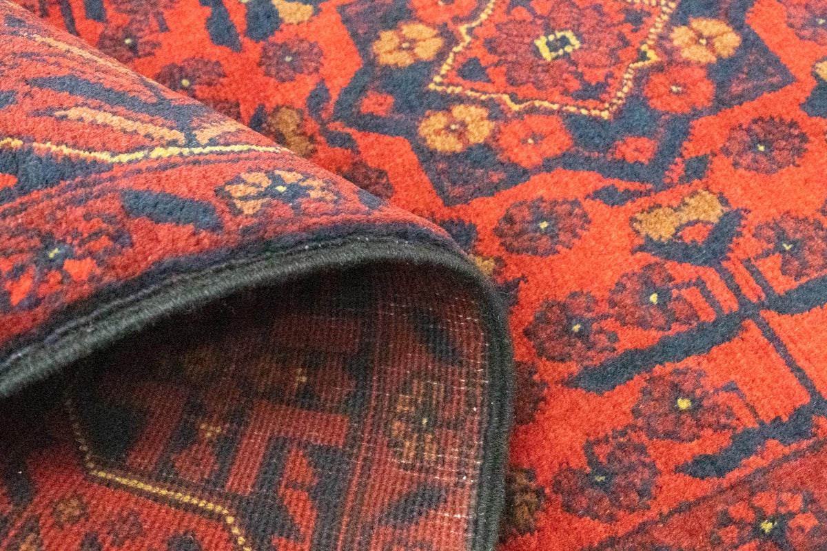 Løber Afghansk tæppe - Kunduz - 290 x 80 cm - mørkerød