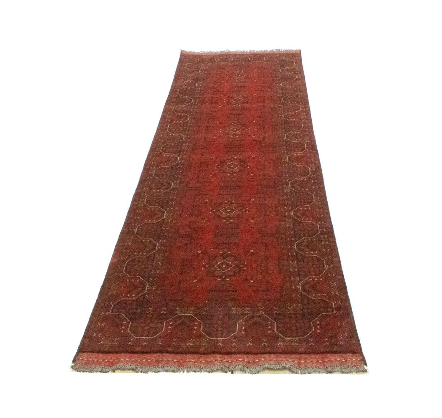Løber Afghansk tæppe - Kunduz - 294 x 80 cm - rød