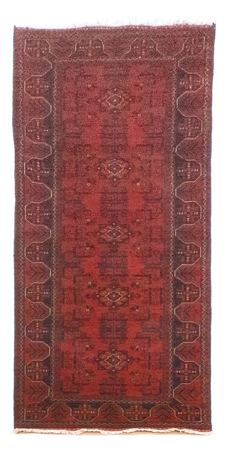 Løber Afghansk tæppe - Kunduz - 285 x 80 cm - rød