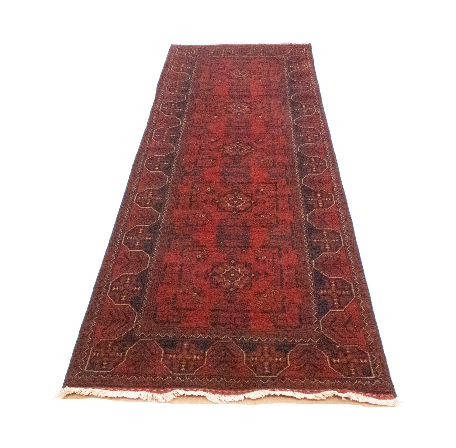 Løber Afghansk tæppe - Kunduz - 285 x 80 cm - rød