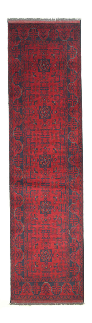 Løber Afghansk tæppe - Kunduz - 296 x 77 cm - rød