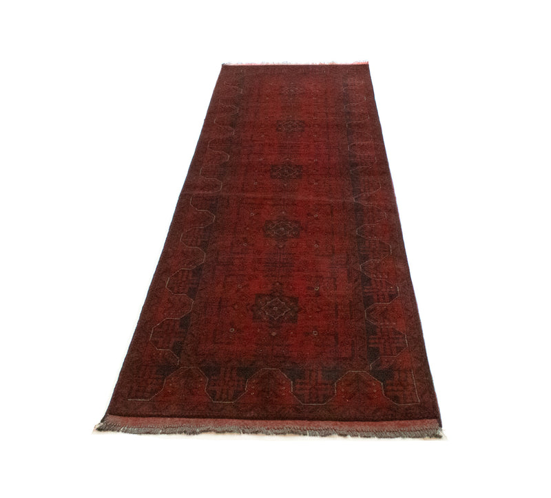 Løber Afghansk tæppe - Kunduz - 296 x 77 cm - rød
