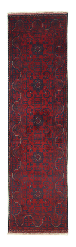 Løber Afghansk tæppe - Kunduz - 290 x 79 cm - mørkerød