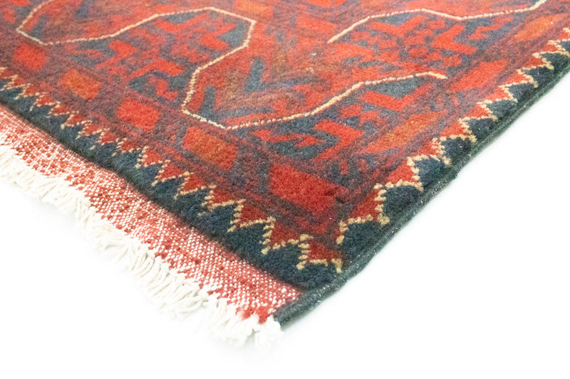 Løber Afghansk tæppe - Kunduz - 290 x 79 cm - mørkerød