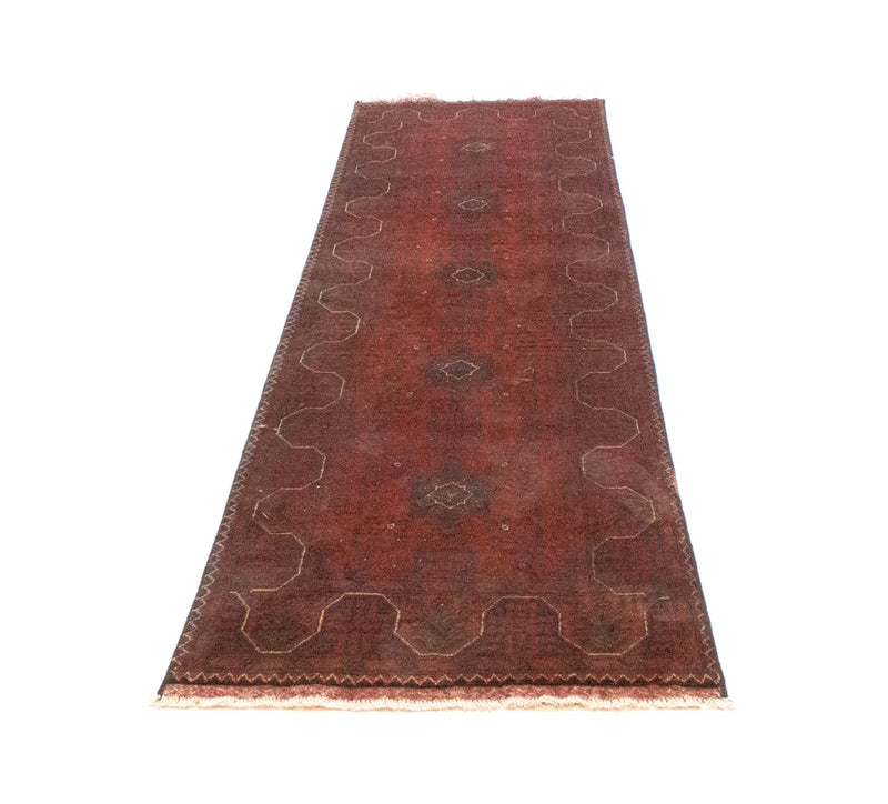 Løber Afghansk tæppe - Kunduz - 290 x 79 cm - mørkerød