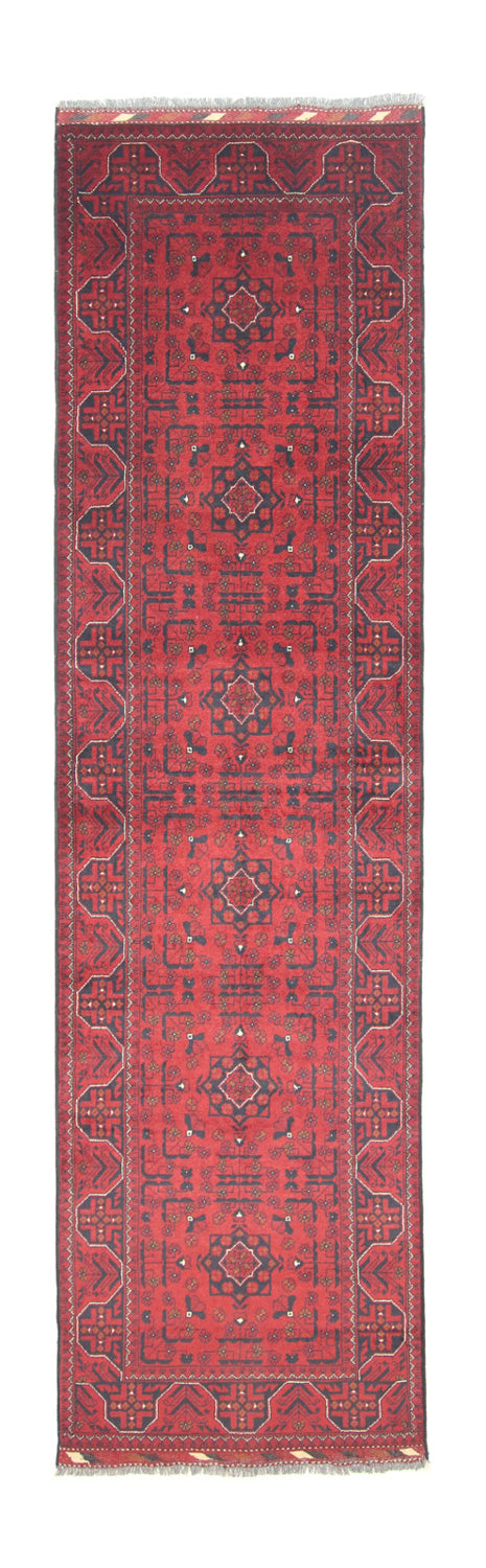 Løber Afghansk tæppe - Kunduz - 302 x 78 cm - rød