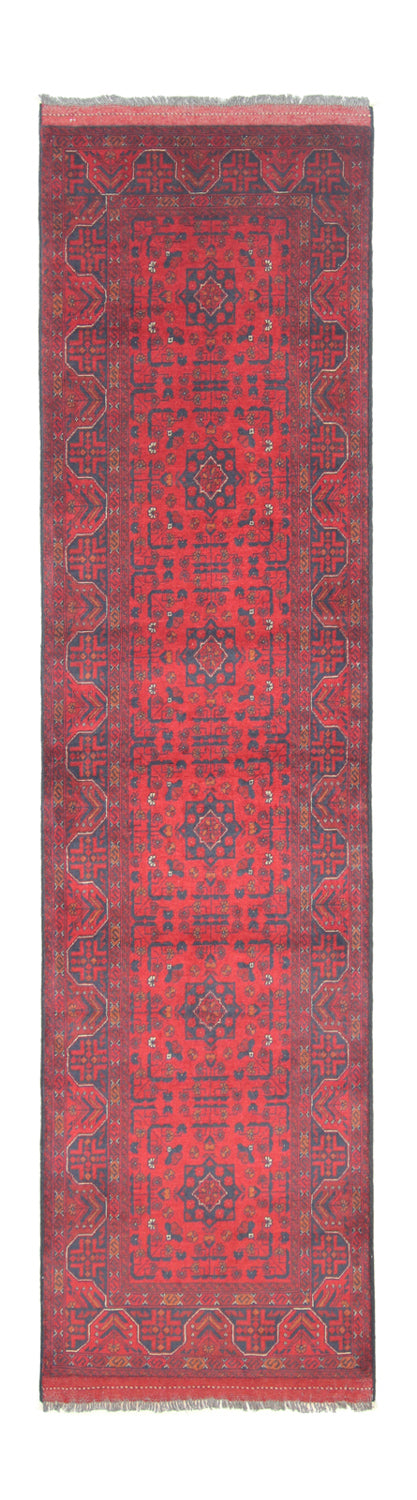 Løber Afghansk tæppe - Kunduz - 297 x 74 cm - rød