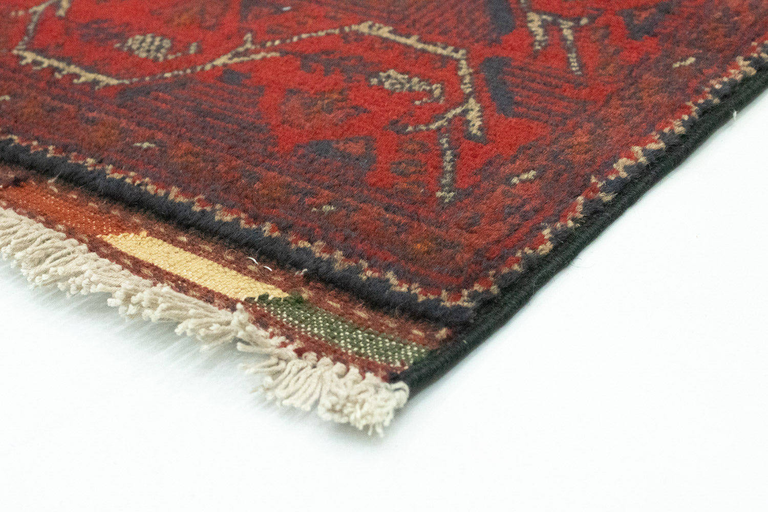 Afghansk tæppe - Kunduz - 123 x 75 cm - mørkerød