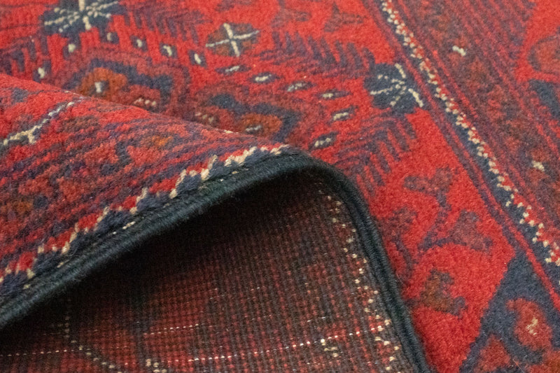 Afghansk tæppe - Kunduz - 123 x 75 cm - mørkerød