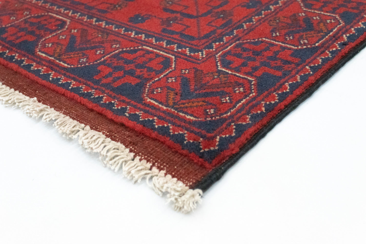 Afghansk tæppe - Kunduz - 120 x 77 cm - mørkeblå