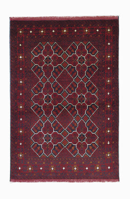 Afghansk tæppe - Kunduz - 121 x 82 cm - mørkerød
