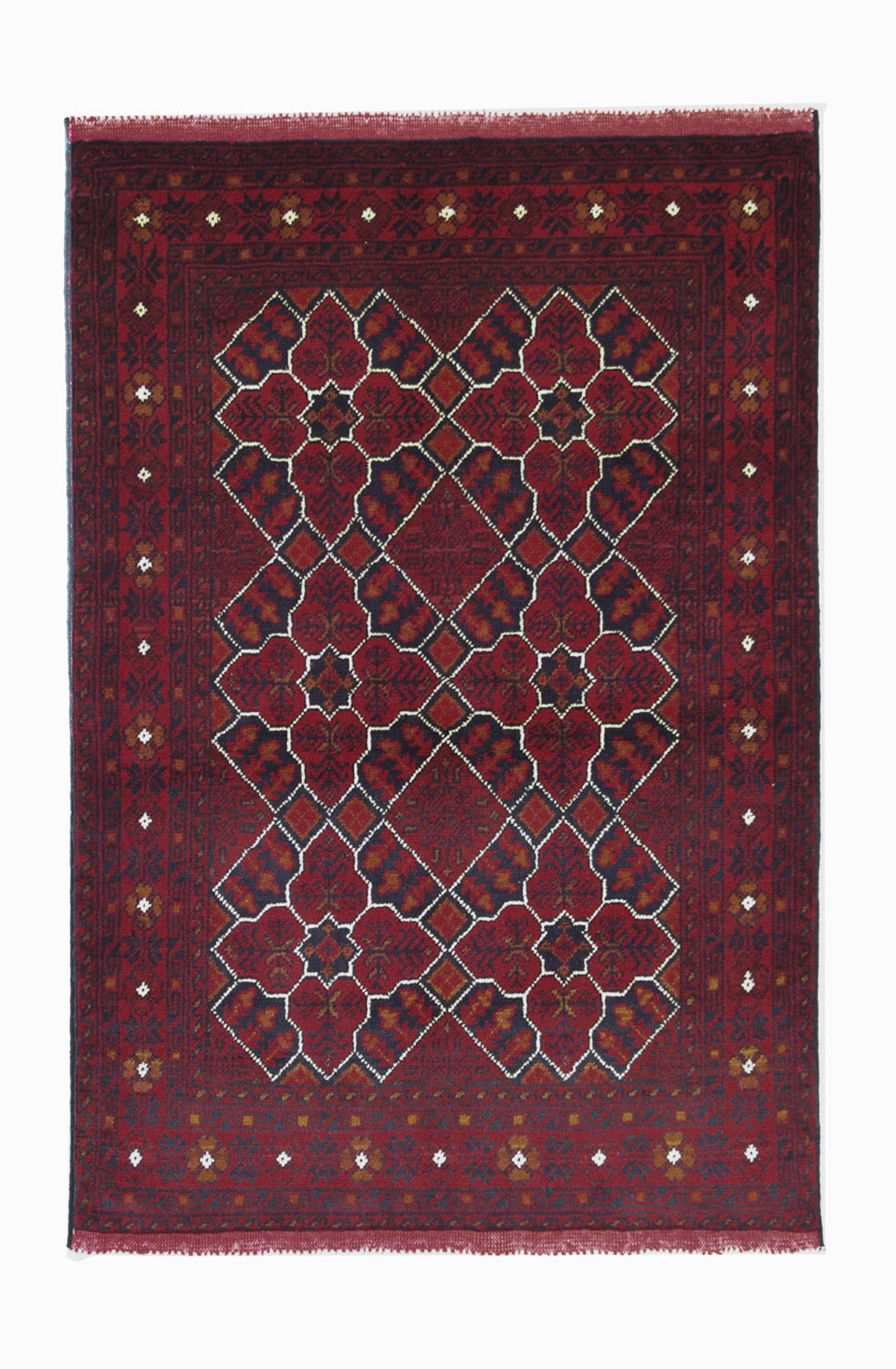 Afghansk tæppe - Kunduz - 121 x 82 cm - mørkerød