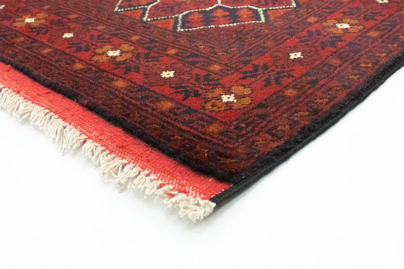 Afghansk tæppe - Kunduz - 121 x 82 cm - mørkerød