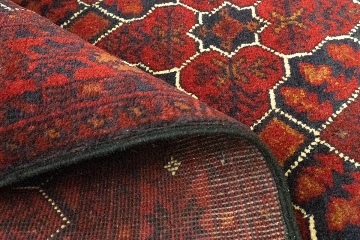 Afghansk tæppe - Kunduz - 121 x 82 cm - mørkerød