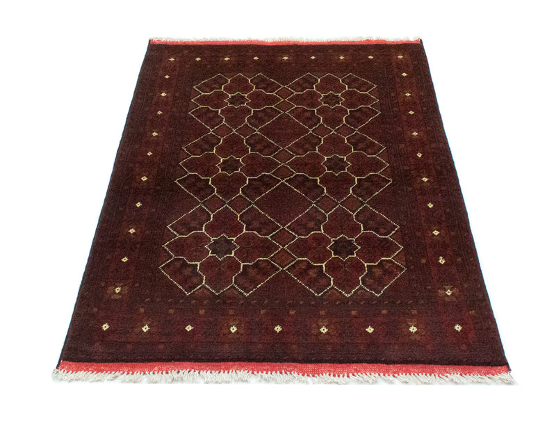 Afghansk tæppe - Kunduz - 121 x 82 cm - mørkerød