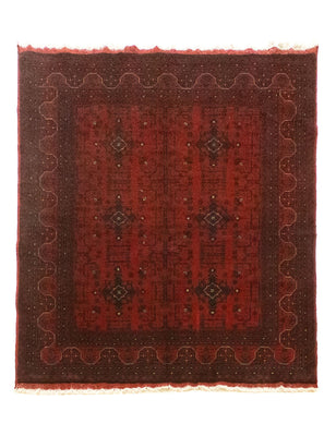 Afghansk tæppe - Kunduz - 199 x 152 cm - rød