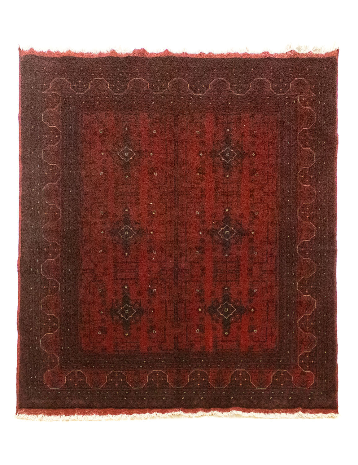 Afghansk tæppe - Kunduz - 199 x 152 cm - rød