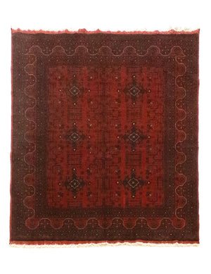 Afghansk tæppe - Kunduz - 199 x 152 cm - rød