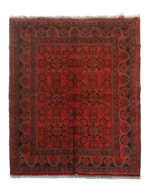 Afghansk tæppe - Kunduz - 193 x 151 cm - rød