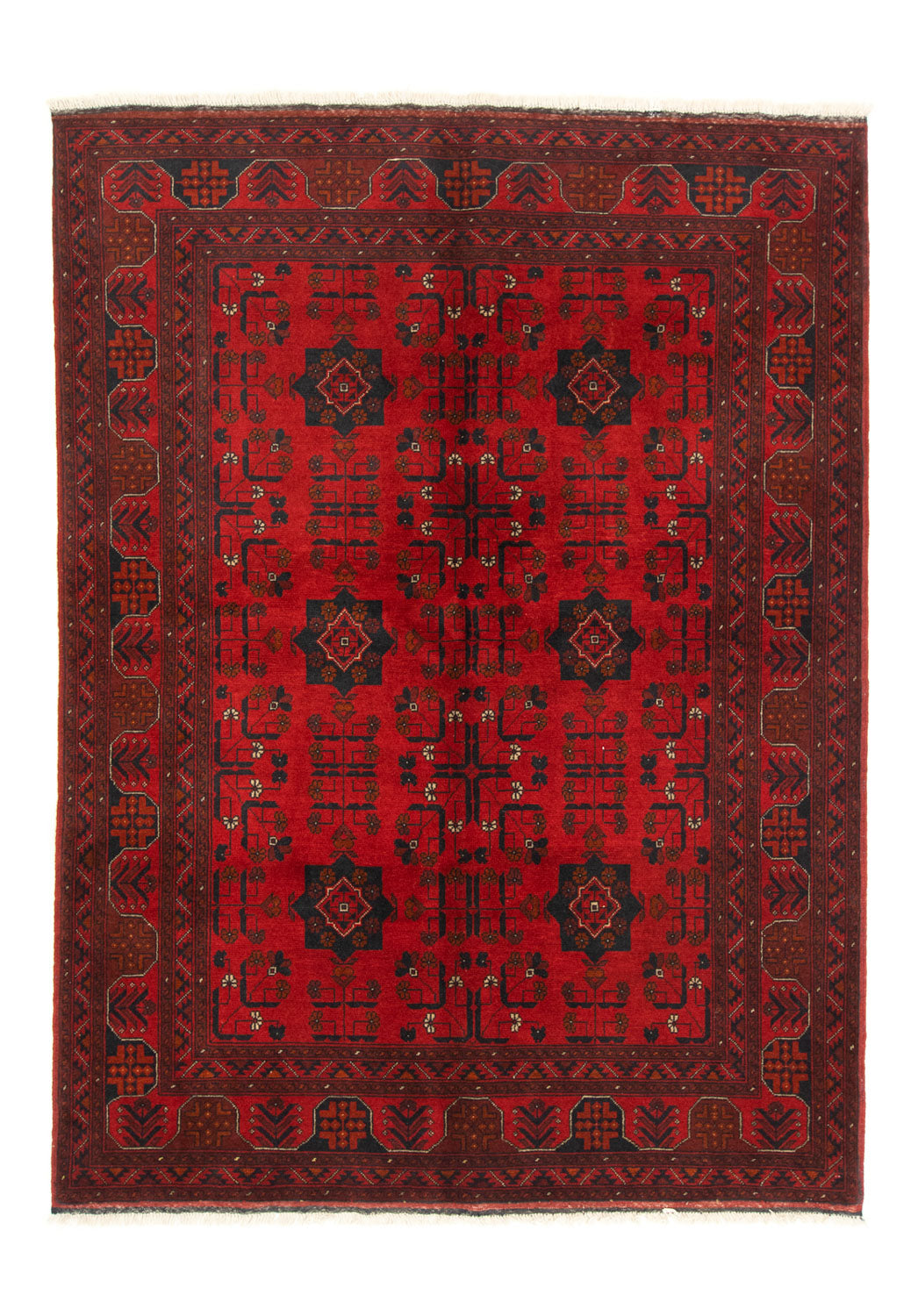 Afghansk tæppe - Kunduz - 197 x 149 cm - rød