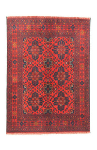 Afghansk tæppe - Kunduz - 142 x 103 cm - rød