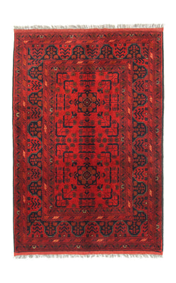 Afghansk tæppe - Kunduz - 156 x 105 cm - rød