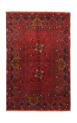 Afghansk tæppe - Kunduz - 154 x 100 cm - rød