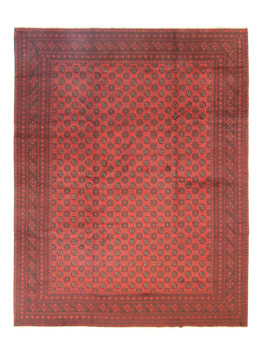 Afghansk tæppe - Filpa - 390 x 302 cm - mørkerød