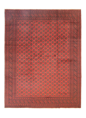 Afghansk tæppe - Filpa - 390 x 302 cm - mørkerød