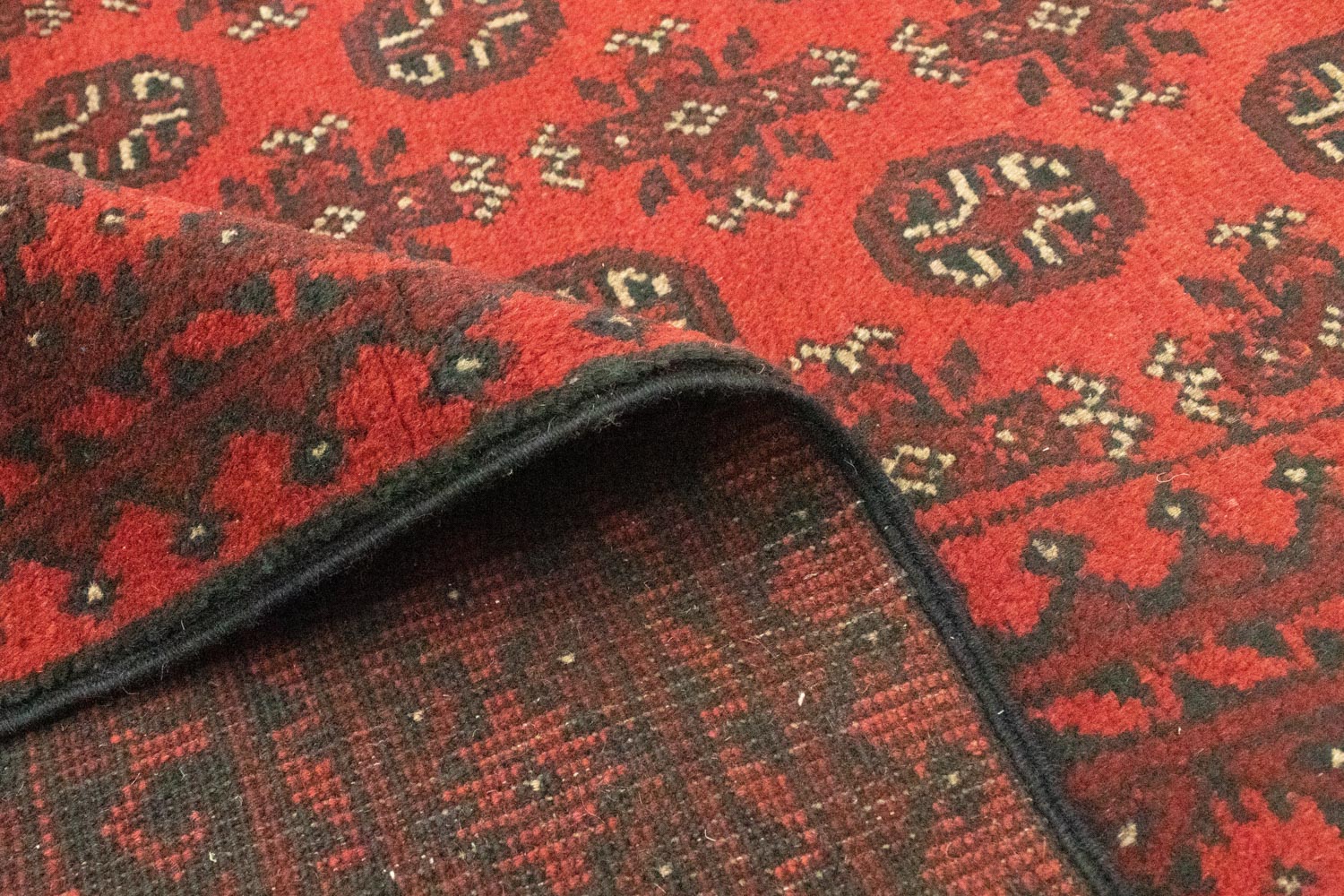 Afghansk tæppe - Filpa - 390 x 302 cm - mørkerød