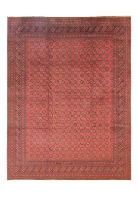 Afghansk tæppe - Filpa - 391 x 299 cm - mørkerød