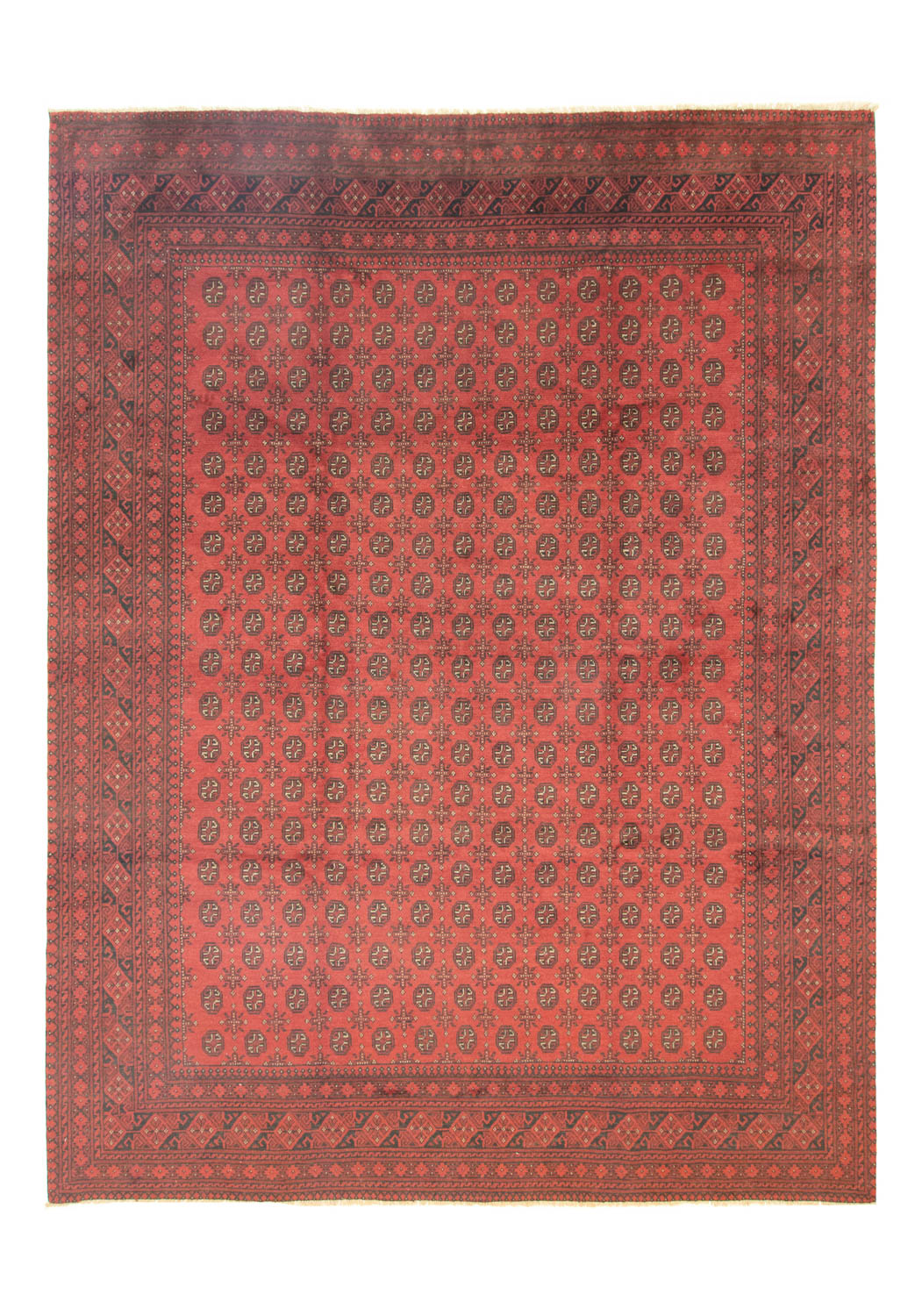 Afghansk tæppe - Filpa - 391 x 299 cm - mørkerød