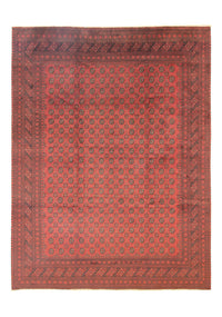 Afghansk tæppe - Filpa - 391 x 299 cm - mørkerød
