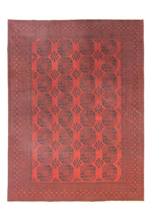 Afghansk tæppe - Filpa - 345 x 256 cm - mørkerød