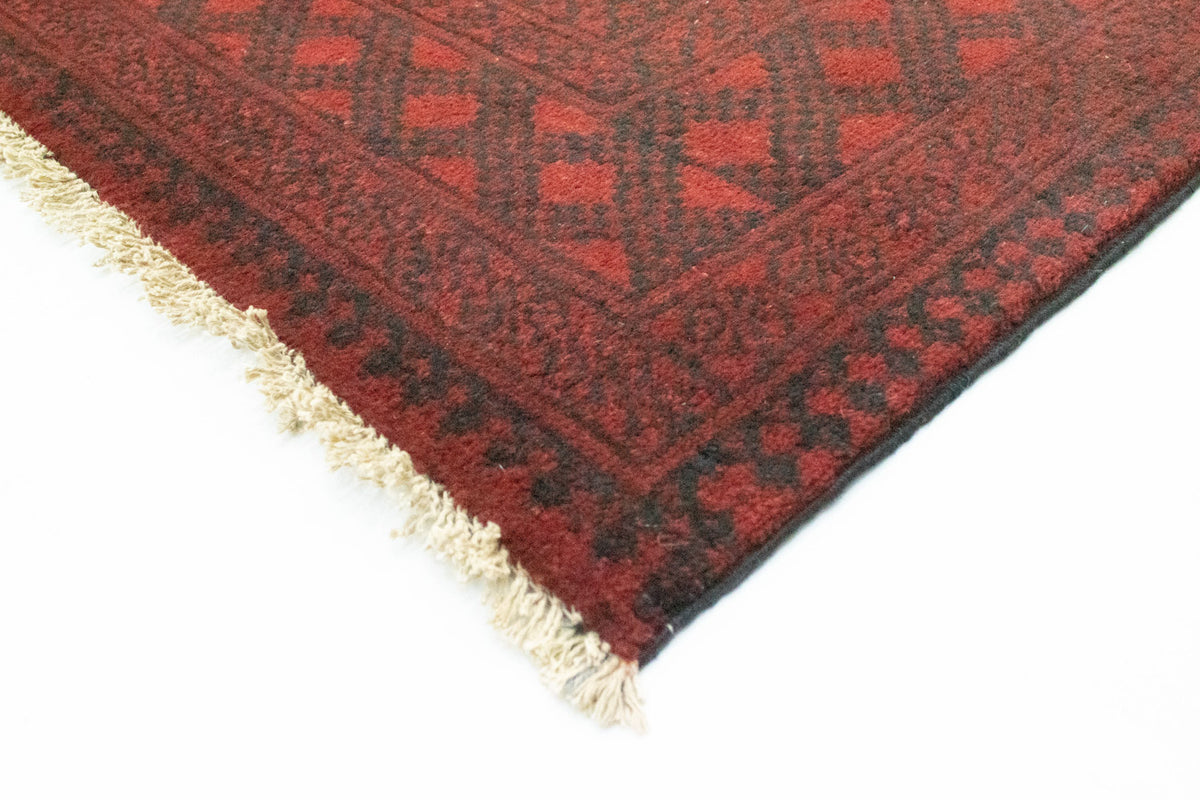 Afghansk tæppe - Filpa - 345 x 256 cm - mørkerød