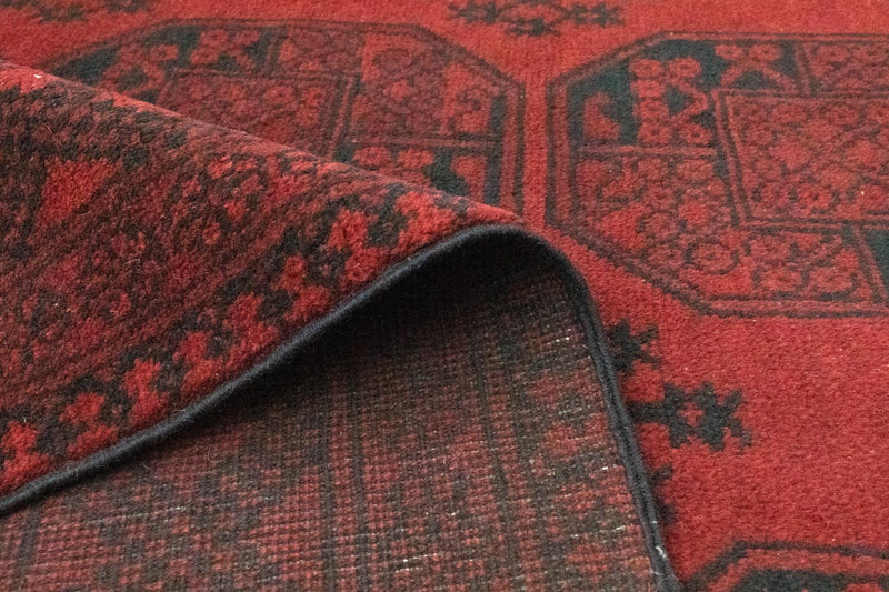 Afghansk tæppe - Filpa - 345 x 256 cm - mørkerød