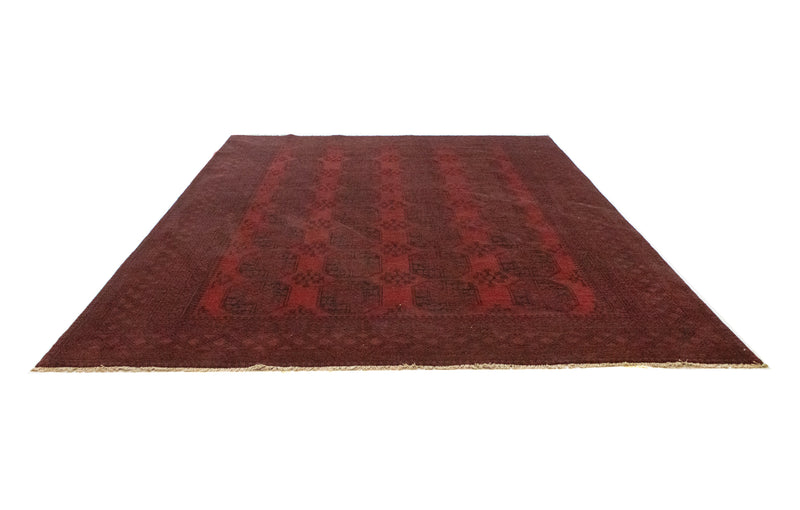Afghansk tæppe - Filpa - 345 x 256 cm - mørkerød