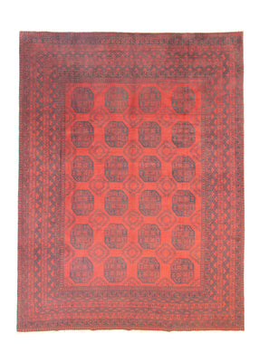 Afghansk tæppe - Filpa - 329 x 250 cm - mørkerød