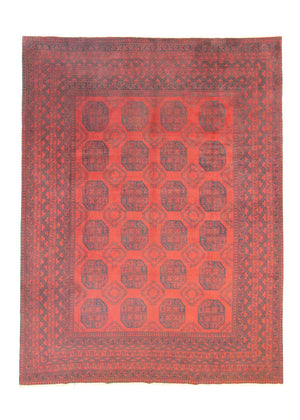 Afghansk tæppe - Filpa - 329 x 250 cm - mørkerød