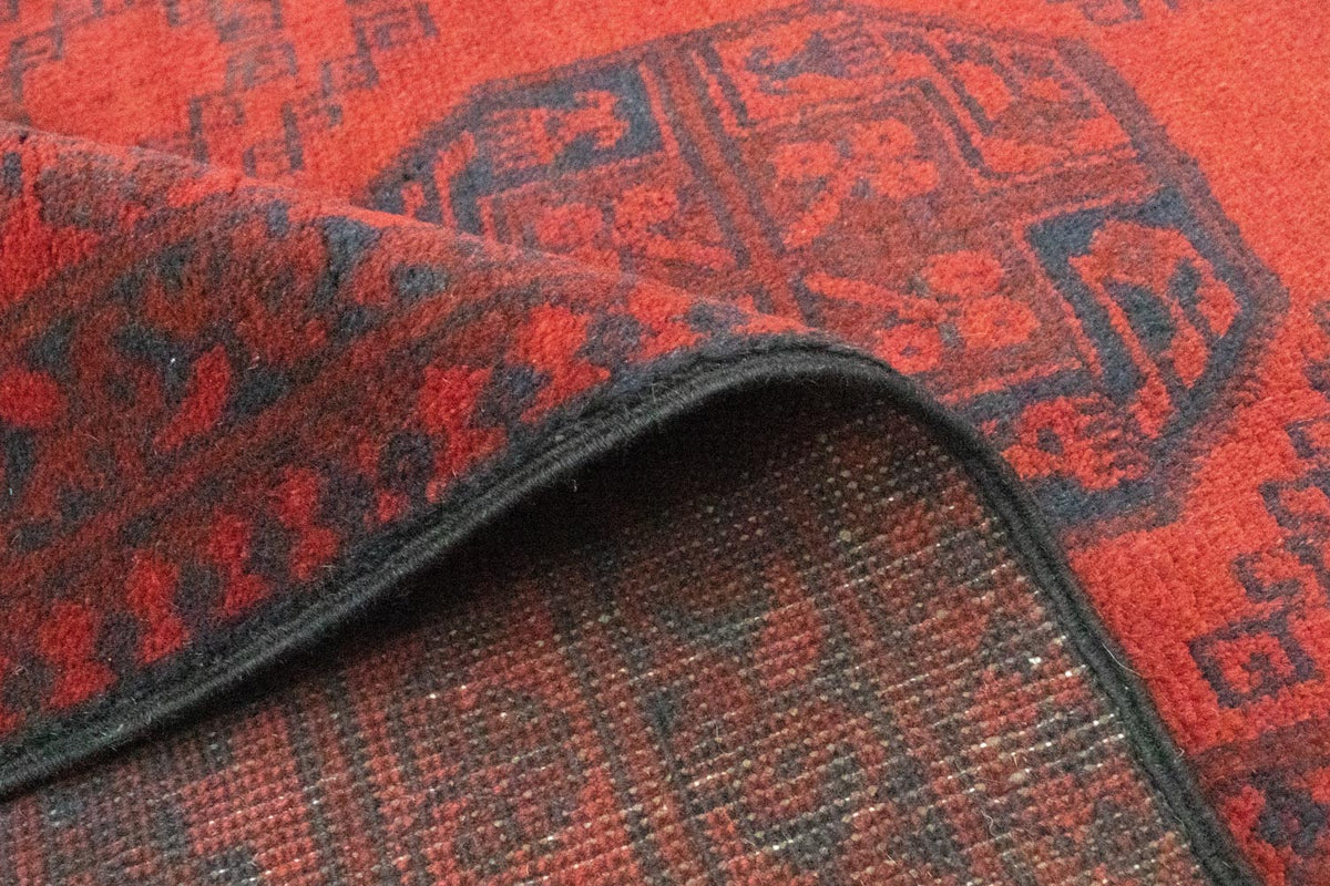 Afghansk tæppe - Filpa - 329 x 250 cm - mørkerød